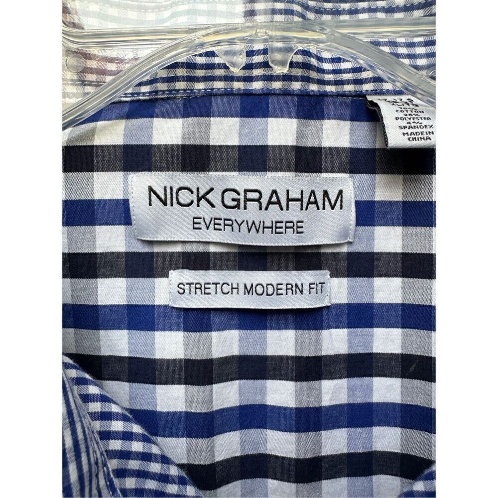 Nick Graham men’s stretch modern fit blue flip cuff shirt size XL TG #29-1298 - Picture 3 of 6